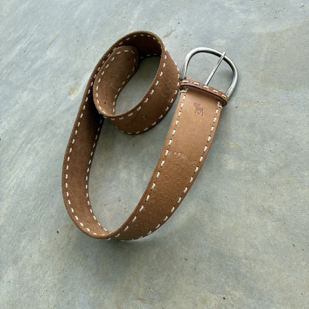Vtg Y2K Abercrombie Fitch Brown Leather Belt M Silver Tone Buckle Boho Chunky